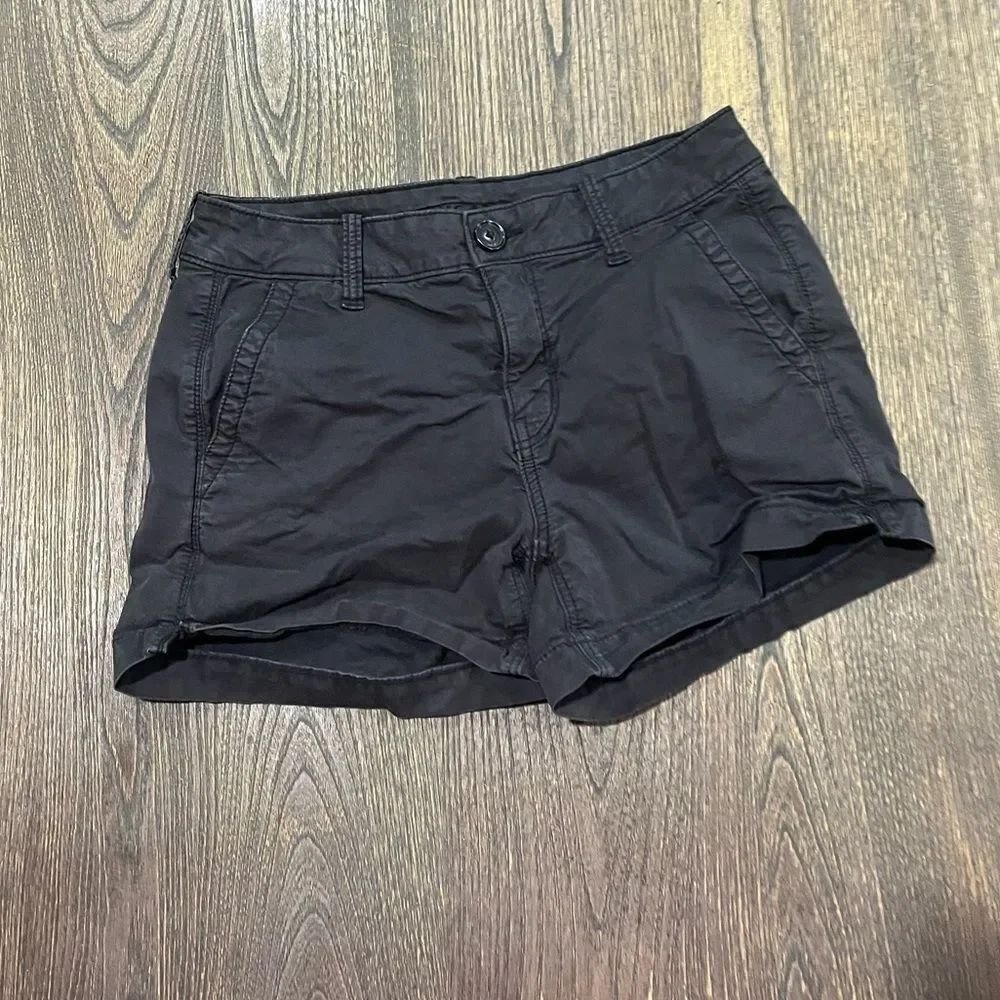 American Eagle Womens Chino Shorts Mid Rise Stretch Cotton Blend Black Size 4